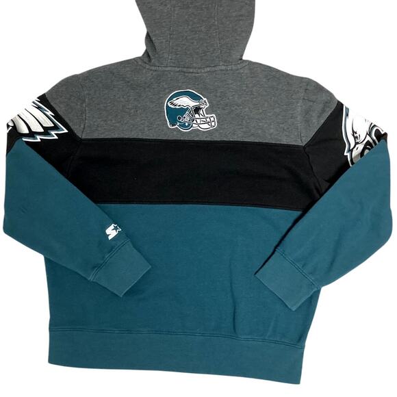 Starter G-111 NFL Hoodie Mens Large Green/Gray Philadelphia Eagles Patched Logo - Picture 4 of 15